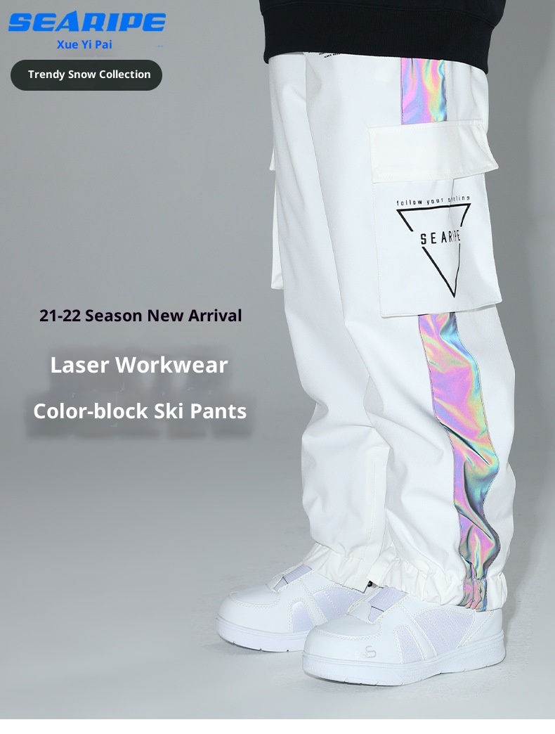 001 Snowboardanzug mit Bündchen für Damen und Herren, Skiausrüstung, winddicht, wasserdicht, lasergeschnitten, Arbeitskleidung, Schneehose_voghion.com