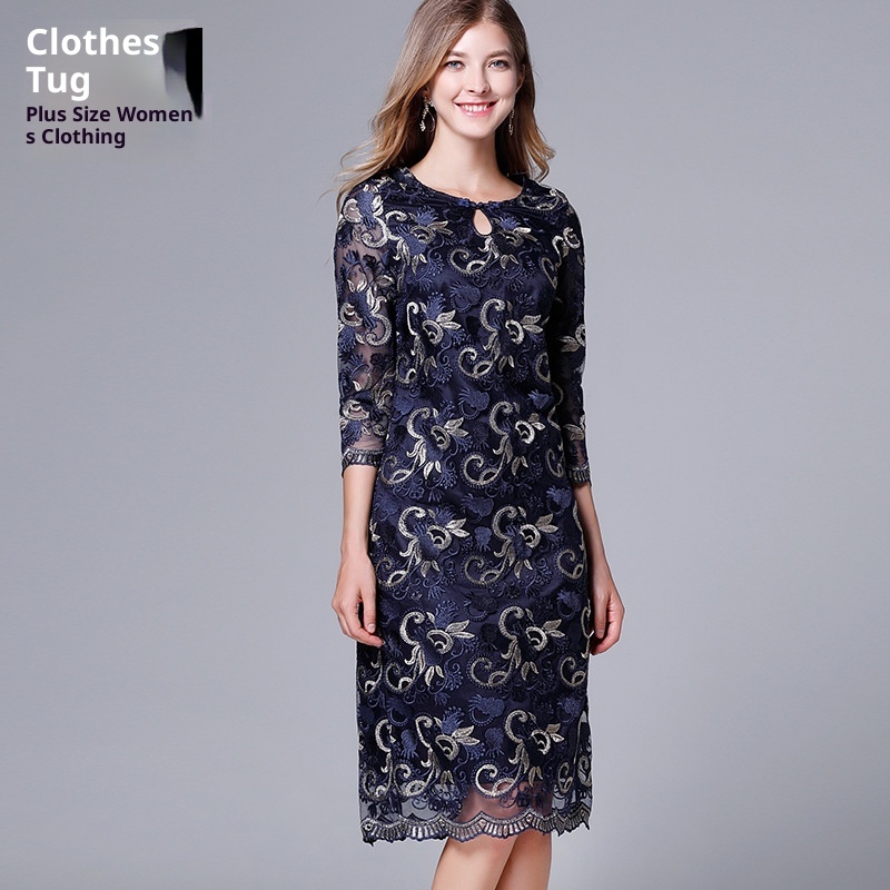 ChicShe Women's Clothing 2023 Spring And Autumn New Embroidered Brand Elegant Dress For Moms Plus Size_voghion.com