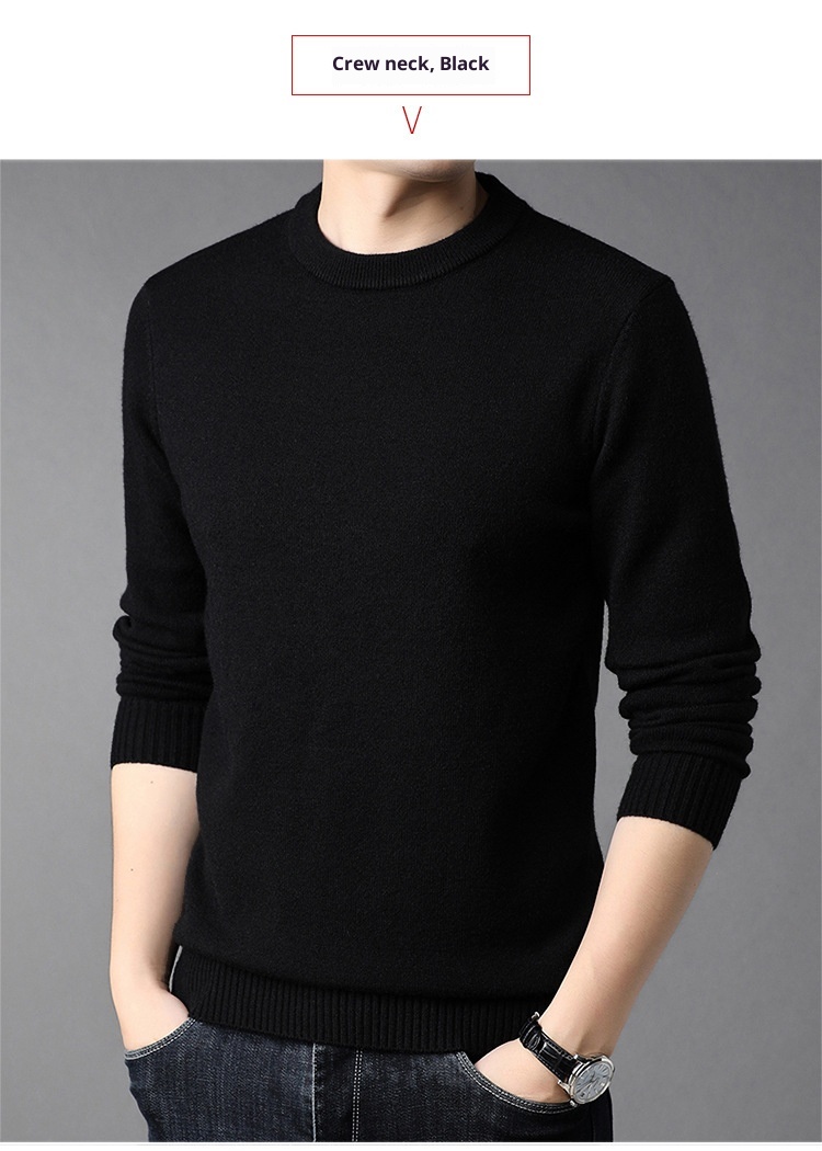 Boy Boy Boy Herren-Winterpullover aus reinem Kaschmir, dick gefüttert, halbrollkragen, Wollpullover für Herren mittleren Alters_voghion.com