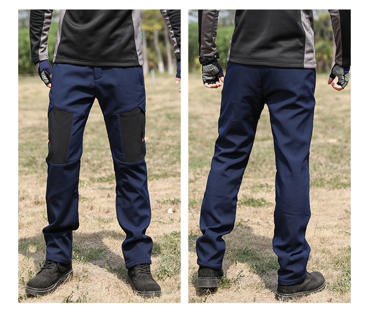 001 Outdoor Casual Long Windproof Watproof Thickened Cold-proof Warm Mountaineing Fleece Softshell Pants Men Autumn_voghion.com