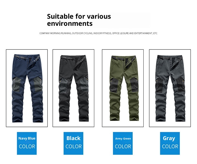 001 Outdoor Casual Long Windproof Watproof Thickened Cold-proof Warm Mountaineing Fleece Softshell Pants Men Autumn_voghion.com