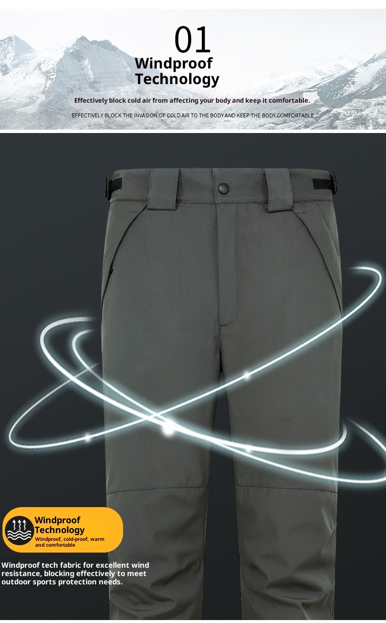 001 Outdoor Softshell Autumn Winter Men Women Fleece Lined Warm Cotton Ski Windproof Waterproof Hiking Pants With Logo_voghion.com