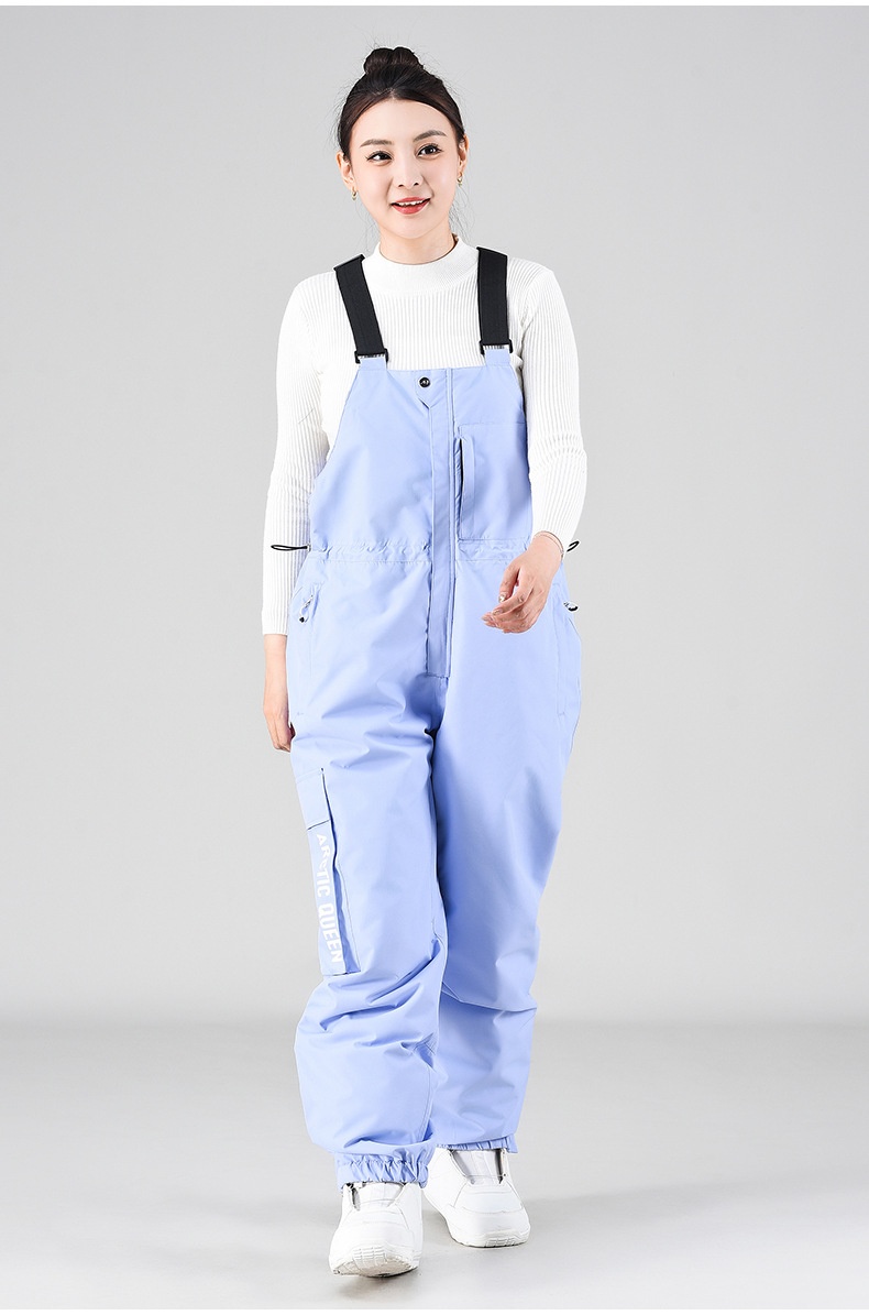 001 Ski Bib Unisex Oversized Winter Outdoor Warm Windproof Snowboard One-Piece Snow Pants_voghion.com