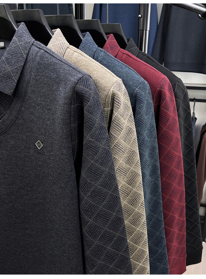 Maglione da uomo Boy Boy con fodera in lana di pecora e pile, design a due pezzi ispessito, nuovo modello 2025, base calda invernale_voghion.com