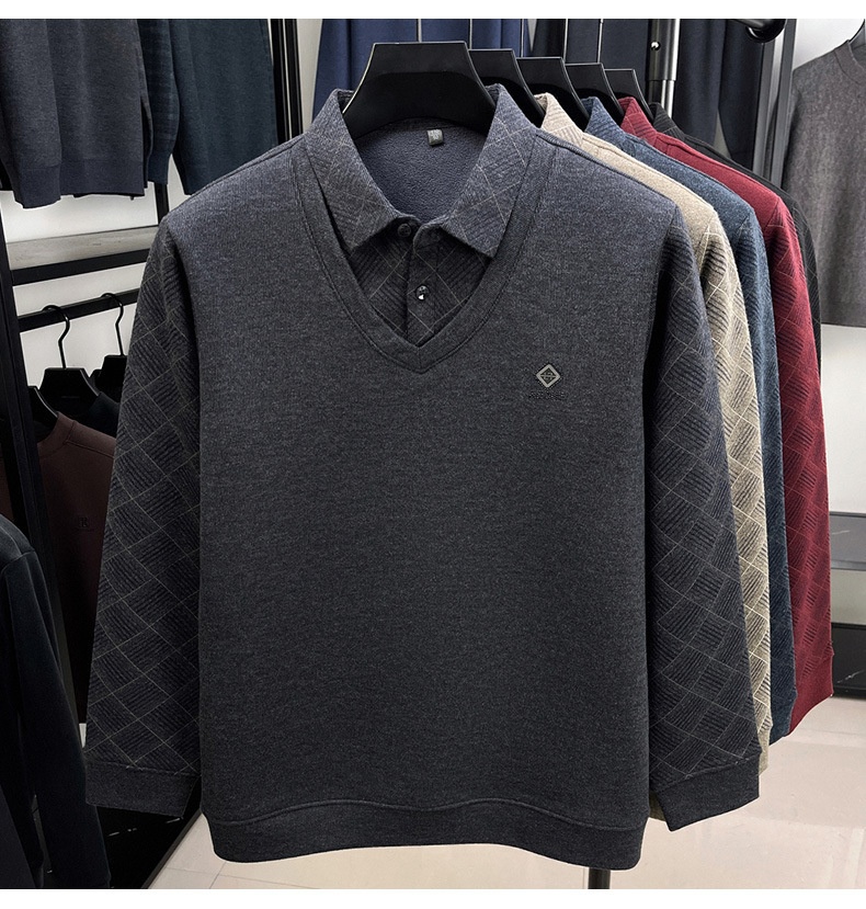 Maglione da uomo Boy Boy con fodera in lana di pecora e pile, design a due pezzi ispessito, nuovo modello 2025, base calda invernale_voghion.com