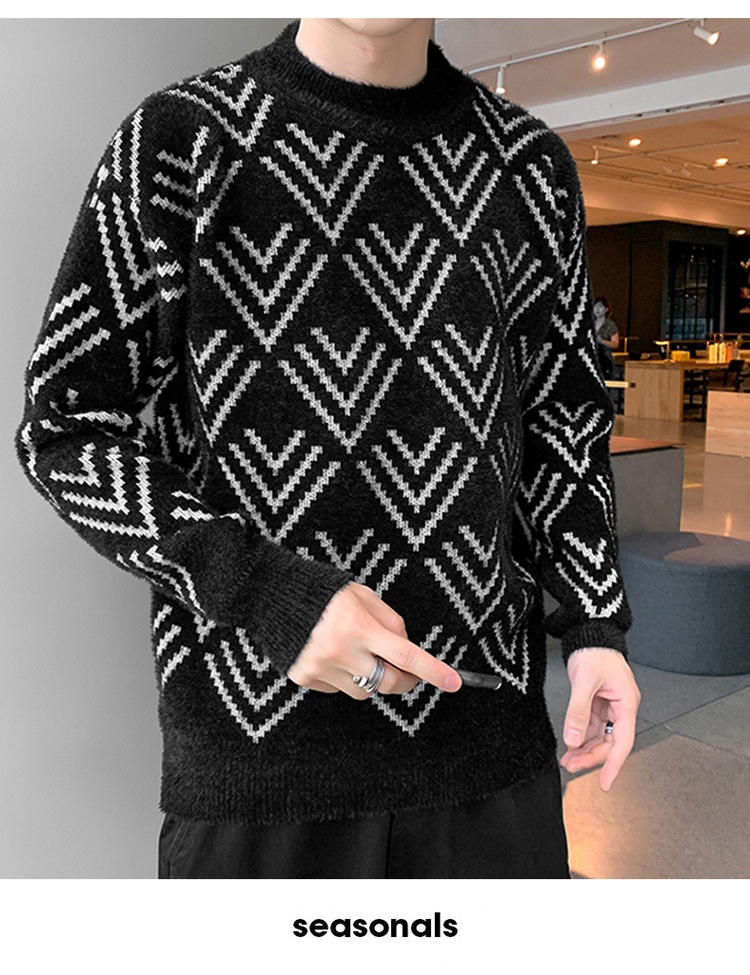 Jungen-Pullover aus Nerzfell für Teenager, dicker Winterpullover mit halbem Rollkragen, warmes Basishemd für Mittel- und Oberstufe_voghion.com