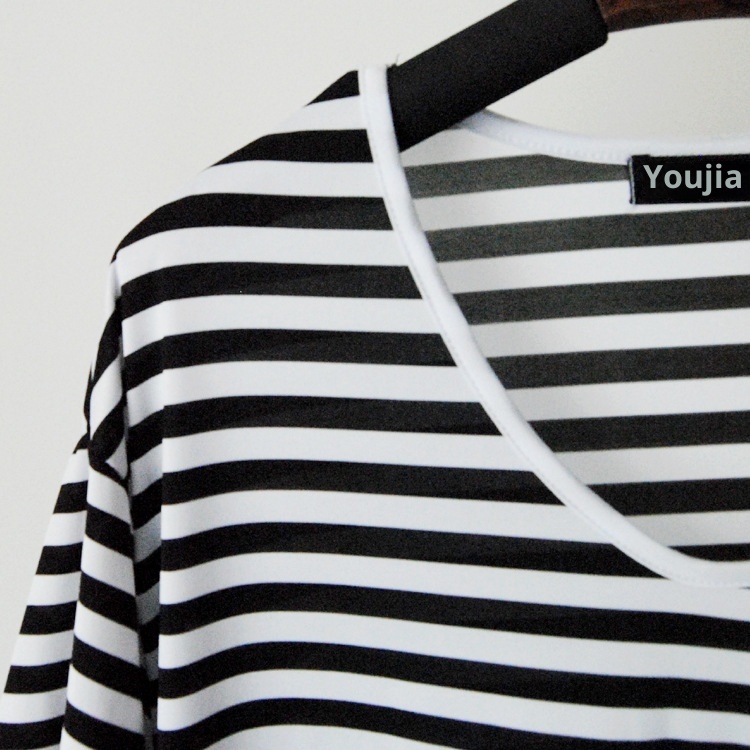 ChicShe Plus Size 100kg 150kg Fat M Estate A Righe Largo Manica Corta Abito Lavorato a Maglia di Media Lunghezza Camicia da Notte Loungewear_voghion.com