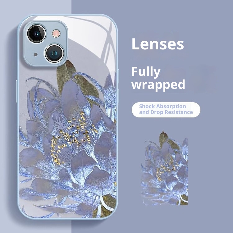 TechGlobe Koi Lotus Suitable For 15 National Trend Phone Case IPhone 13 Pro Liquid 12 Glass 7 High-end Full Coverage_voghion.com