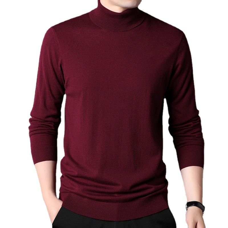 boy Boy Boy Fine Pullover High Neck Pure Wool Sweater For Men Casual Inner Layer Base Shirt Top_voghion.com