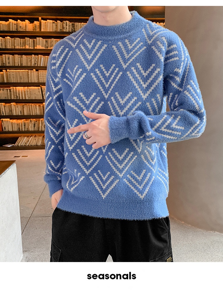 Jungen-Pullover aus Nerzfell für Teenager, dicker Winterpullover mit halbem Rollkragen, warmes Basishemd für Mittel- und Oberstufe_voghion.com