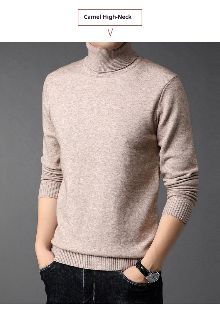 Boy Boy Boy Herren-Winterpullover aus reinem Kaschmir, dick gefüttert, halbrollkragen, Wollpullover für Herren mittleren Alters_voghion.com