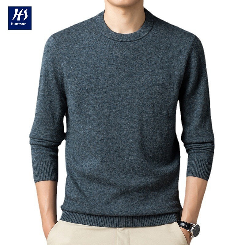 ragazzo Ragazzo Ragazzo Hunterson Abbigliamento Autunno Inverno Nuovo 450g Maglione da uomo in lana con collo rotondo caldo e base spessa per uomo_voghion.com