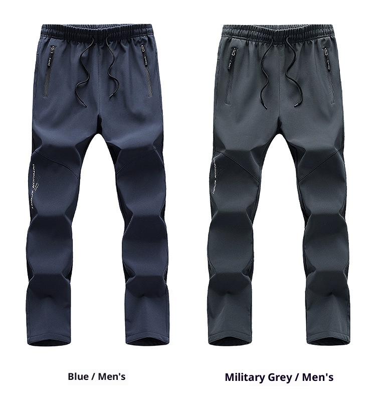 001 Autumn Winter Fleece-Lined Thickened Men's Softshell Outdoor Windproof Warm Fashion Skiing Hiking Soft Shell Pants_voghion.com