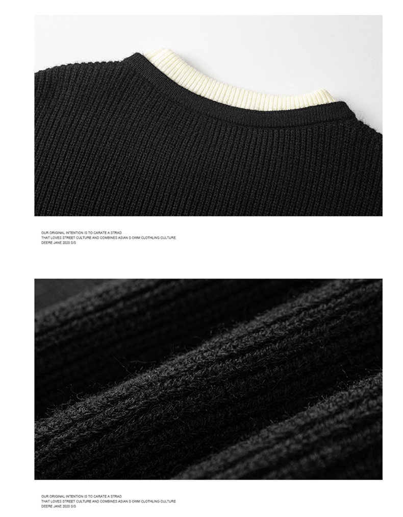 boy Boy Boy Cross-Border Autumn Winter Two-Piece Knitted Sweater Men's Lazy Style Pullover Loose Fit Base Layer_voghion.com