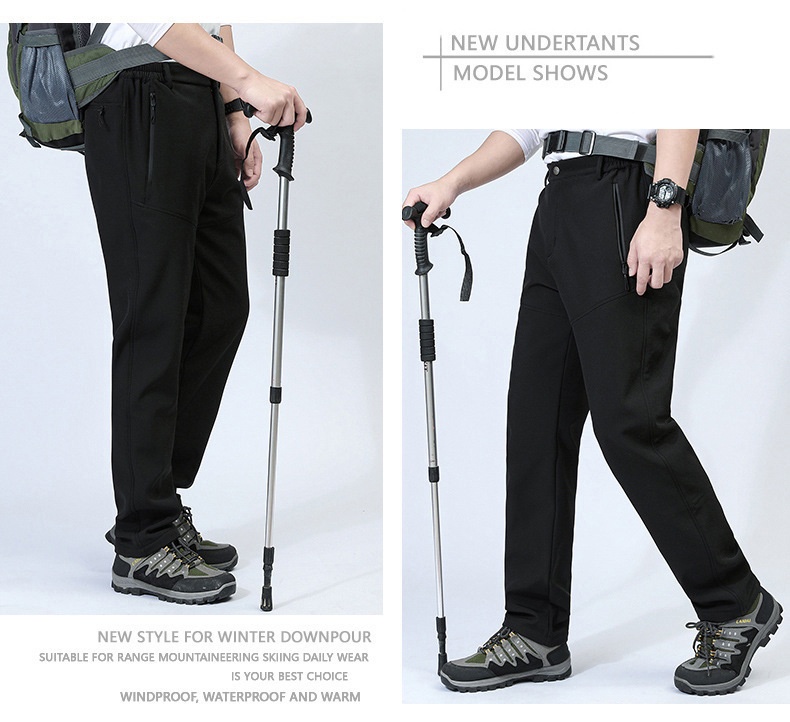 001 Outdoor Softshell For Men Women, Autumn And Winter Waterproof Windproof Breathable Hiking Ski Pants With Fleece Lining,_voghion.com