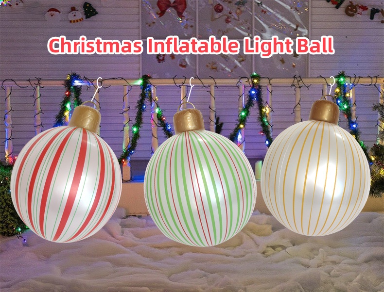Lillian Cross-Border Inflatable Lantern Pearlescent Stripe Holiday Decoration Courtyard Christmas Ball_voghion.com