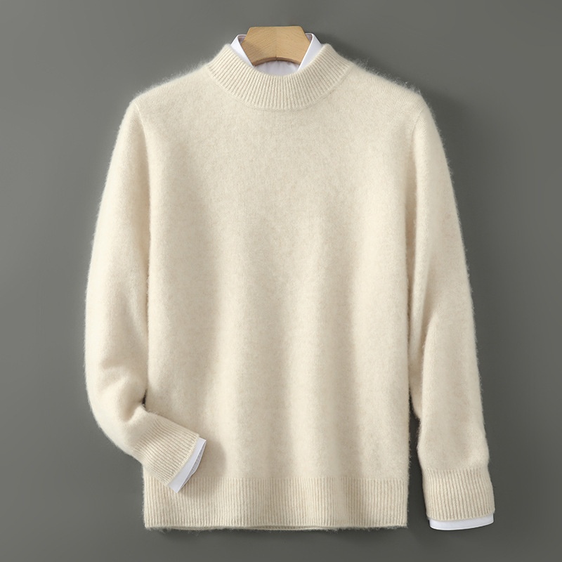 boy Boy Boy Men's Half Turtleneck 100% Wool Thickened Autumn Winter New Business Casual Loose Long Sleeve Knitted Sweater_voghion.com
