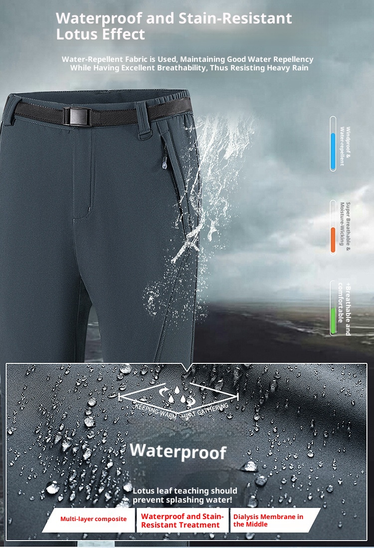 001 Cross-Border Outdoor Soft Shell Winter Skiing Hiking Loose Windproof Waterproof Softshell Pants Thickened Warm_voghion.com