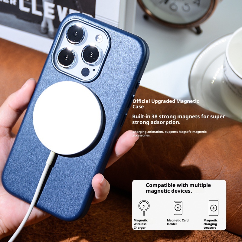 TechGlobe Magnetische Schutzhülle für iPhone 15 Pro Max – Stoßfeste Lederhülle_voghion.com