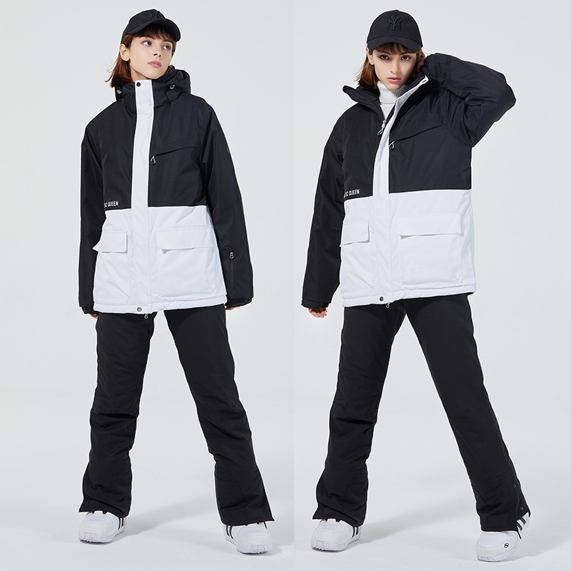 001 Suit Set For Men And Women Couples Winter Windproof Water-Resistant Warm Snowboard Snow Ski Pants Korean Version_voghion.com