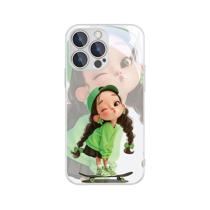 TechGlobe Skateboard 16/15 Pro Phone Case 14 Glass 15 New Trendy 12/11/XS Cute Girl_voghion.com