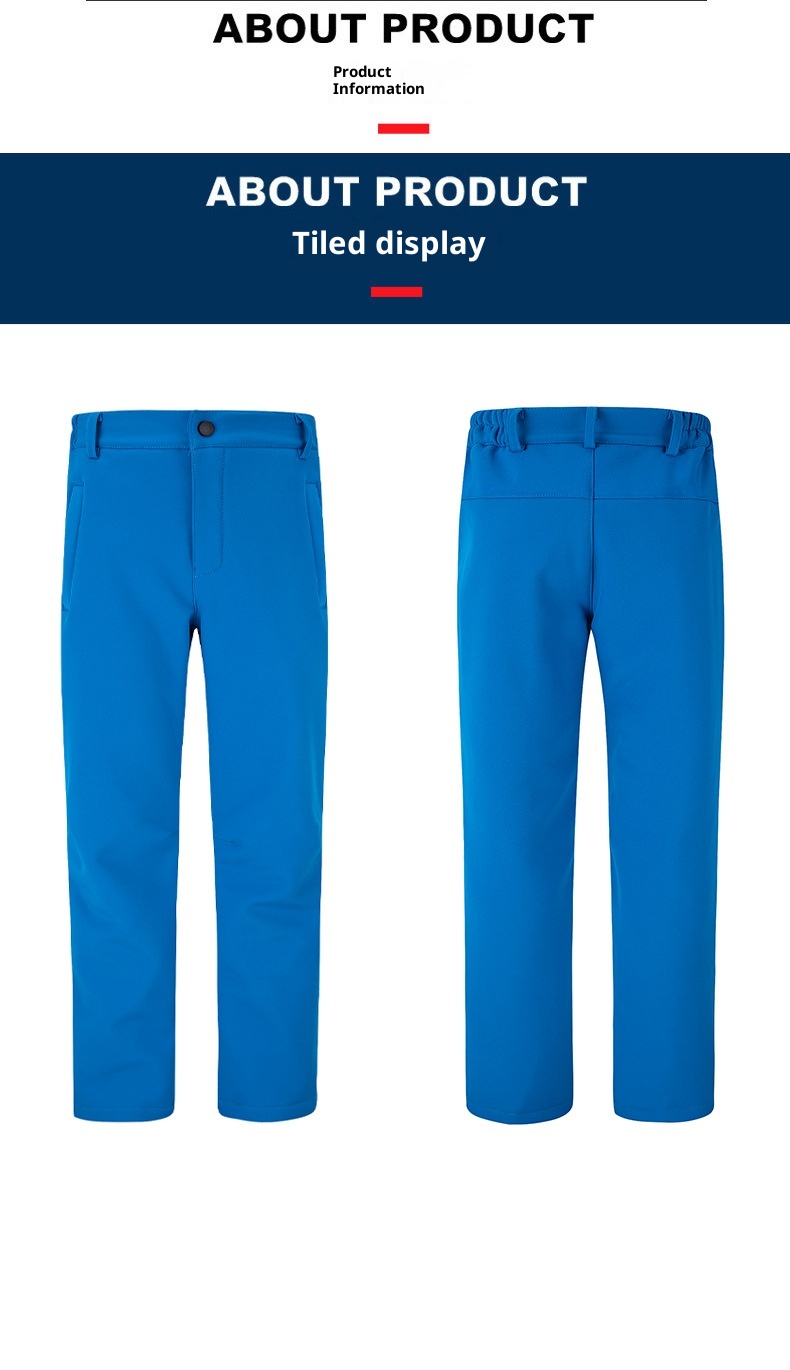 001 2023 Kinder-Fleece-gefütterte, wind- und wasserdichte, einfarbige Softshell-Wanderhose für Jungen und Mädchen, geeignet für Bergsteigen._voghion.com
