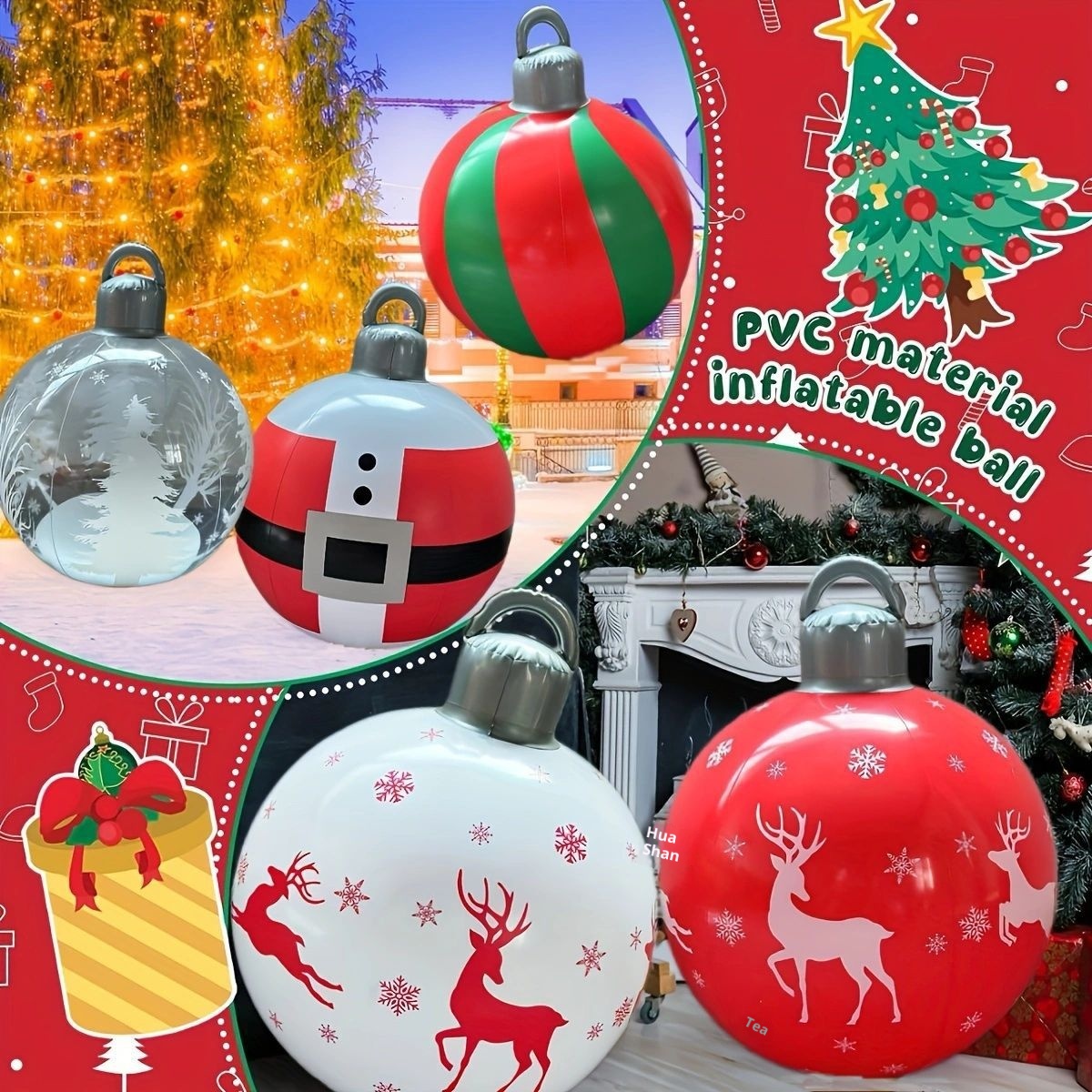 Lillian Plastic New Inflatable Christmas Decoration Balloon Holiday Atmosphere Ball Thickened Environmentally Friendly PVC_voghion.com