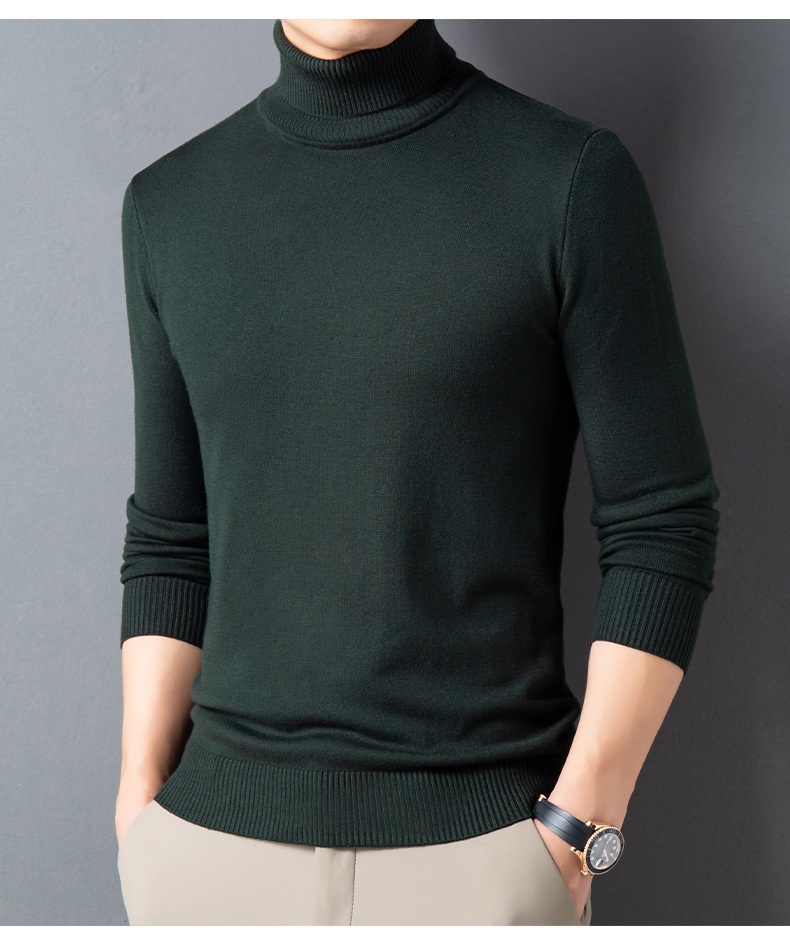 Maglione da uomo di mezza età, casual, lavorato a maglia, a collo alto, doppio risvolto, per il commercio estero transfrontaliero, autunno inverno_voghion.com