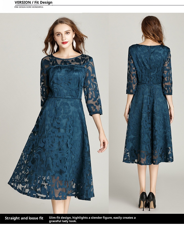 ChicShe Flared Lace European And American Fashion Plus Size Simple Loose Mid-Length Casual Dress Factory Direct Sale_voghion.com