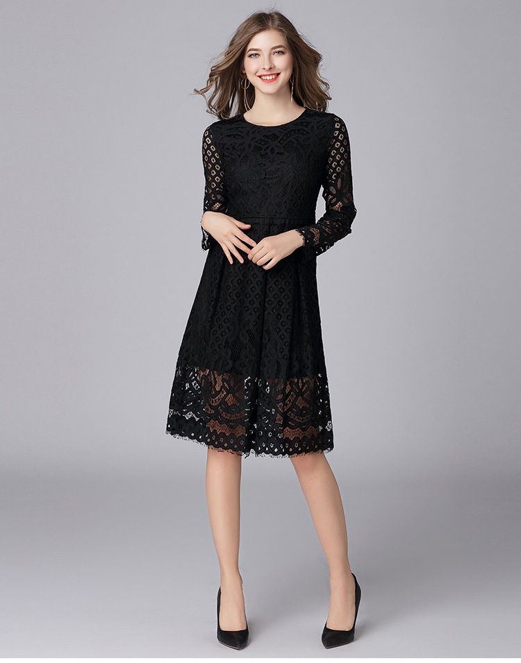 ChicShe Size Women's Black For Foreign Trade, European And American Fashion, Lace Trim, Plus Size, 100kg Dress_voghion.com