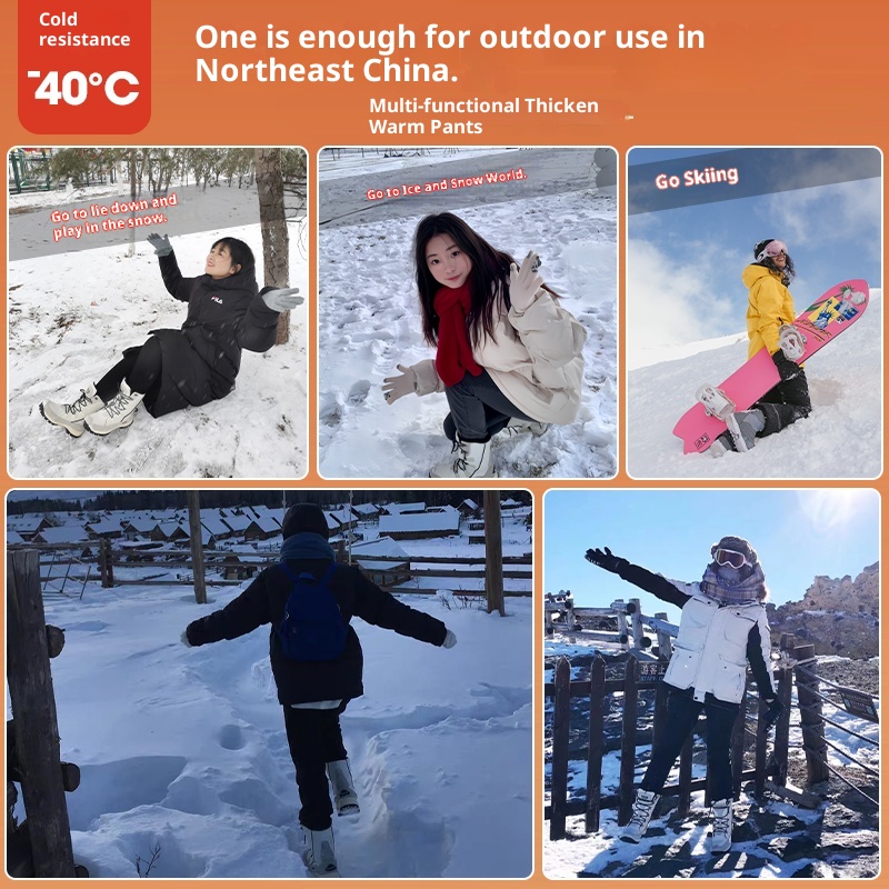 001 Minus 40 Degrees Fleece-Lined Softshell Men Women, Waterproof Windproof Ski Cotton Pants, Warm And Cold-Resistant Pants_voghion.com