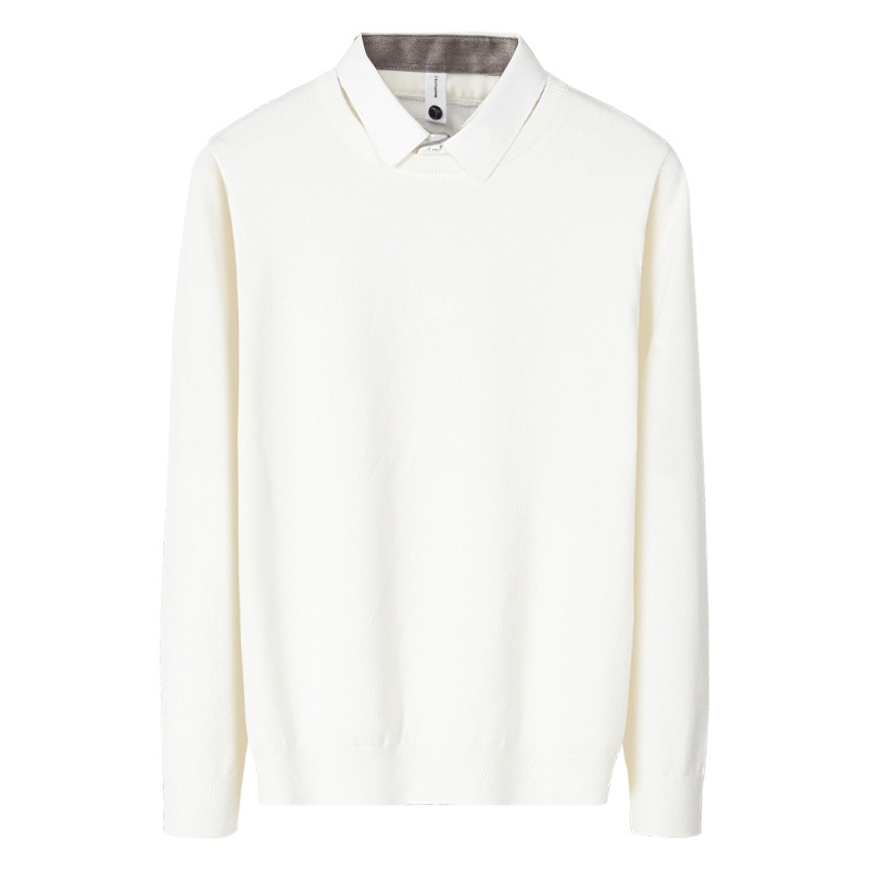 boy Boy Boy Two-Piece Kitted Autum Witer Custom Prited Shirt Collar Me's Ier Wear High-Ed Feel Top Base Sweater_voghion.com