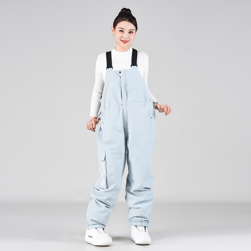 001 Ski Bib Unisex Oversized Winter Outdoor Warm Windproof Snowboard One-Piece Snow Pants_voghion.com