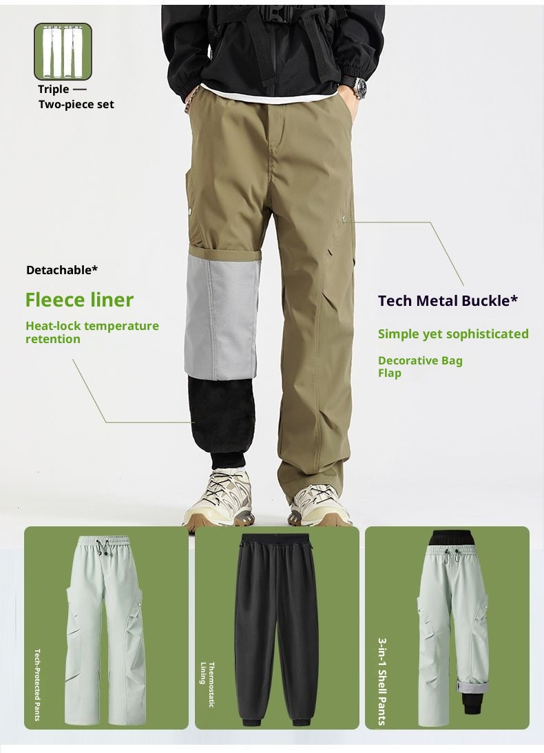 Pantaloni da sci invernali antivento impermeabili e antifreddo, spessi e foderati in pile termico, 001 Northeast Harbin Town, per uomo e donna_voghion.com