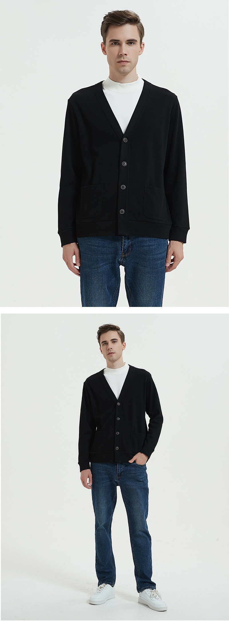 Ragazzo Ragazzo Ragazzo 2025 Felpa con scollo a V in cotone Xinjiang lavabile in lavatrice, stile lavorato a maglia, cardigan da uomo e da donna, giacca piccola da uomo_voghion.com