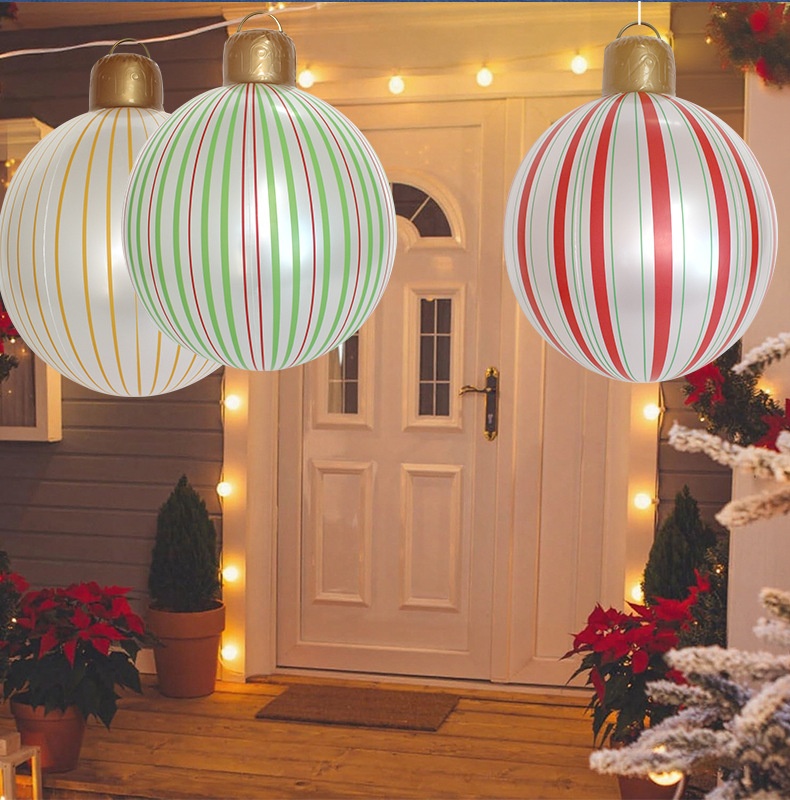 Lillian Cross-Border Inflatable Lantern Pearlescent Stripe Holiday Decoration Courtyard Christmas Ball_voghion.com
