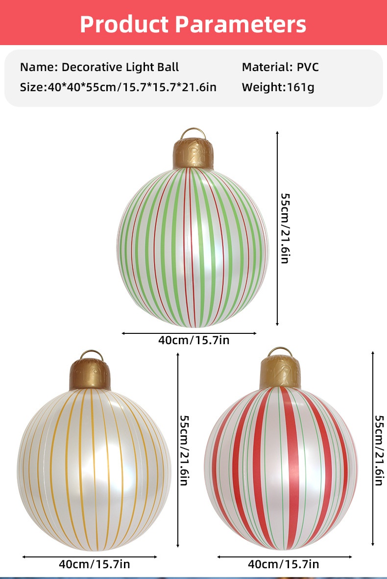 Lillian Cross-Border Inflatable Lantern Pearlescent Stripe Holiday Decoration Courtyard Christmas Ball_voghion.com
