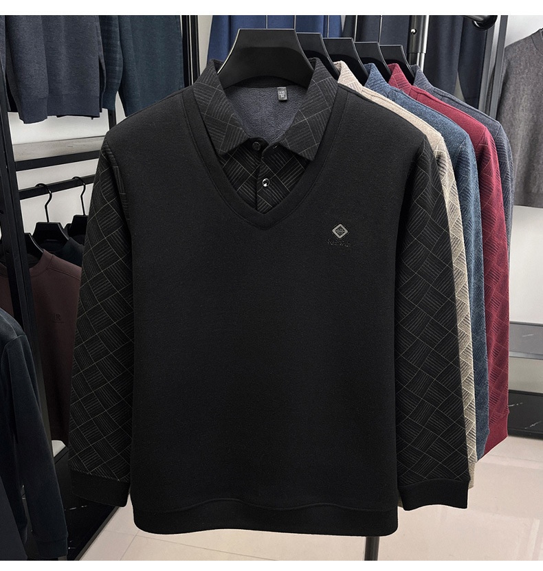 Maglione da uomo Boy Boy con fodera in lana di pecora e pile, design a due pezzi ispessito, nuovo modello 2025, base calda invernale_voghion.com