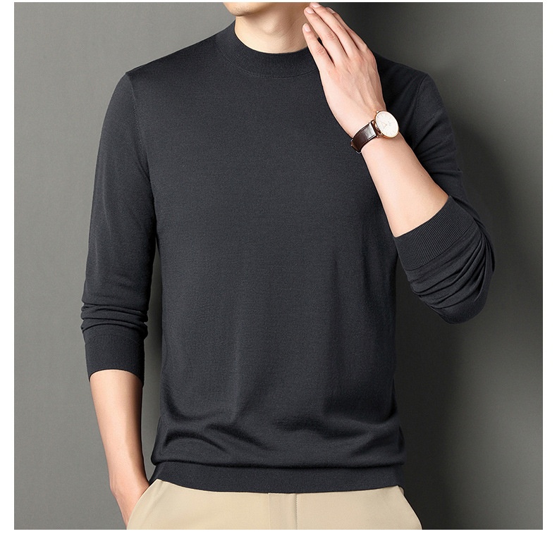 ragazzo Ragazzo Ragazzo Autunno Inverno Fine Spun 100% Lana Maglia Base Layer Calda Camicia Tinta Unita Mezza Dolcevita Vestibilità Slim Semplice Mezza età_voghion.com