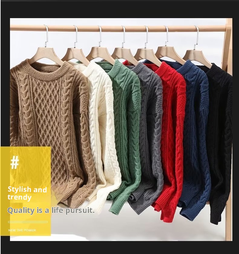 Herrenpullover „Boy Boy Boy“ – weich und kuschelig, trendige Marke für Herbst und Winter, Strickpullover mit Drehverschluss, Rundhalsausschnitt, warmer Innenschicht, lockere Passform_voghion.com