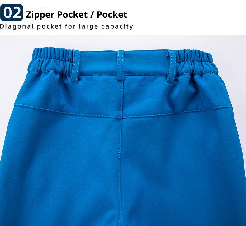 001 2023 Kinder-Fleece-gefütterte, wind- und wasserdichte, einfarbige Softshell-Wanderhose für Jungen und Mädchen, geeignet für Bergsteigen._voghion.com