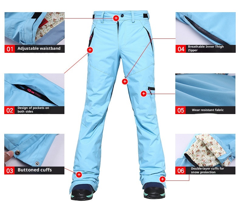001 Snowy Style Double Board Snowboard Pants For Women And Men, Waterproof Windproof Warm Snow Pants, Slim Fit Ski Suit_voghion.com