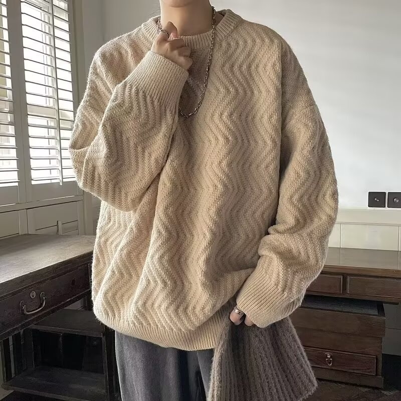 boy Boy Boy And Fluffy Soft Milk Series For Men Thickened Japanese Knitted Sweater Autumn Winter Lazy Korean Style High-end Coat_voghion.com