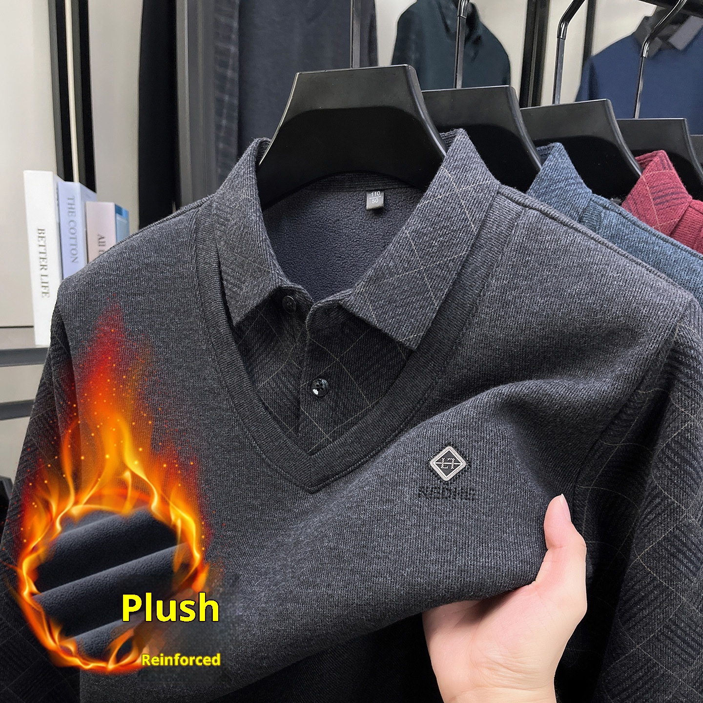 Maglione da uomo Boy Boy con fodera in lana di pecora e pile, design a due pezzi ispessito, nuovo modello 2025, base calda invernale_voghion.com