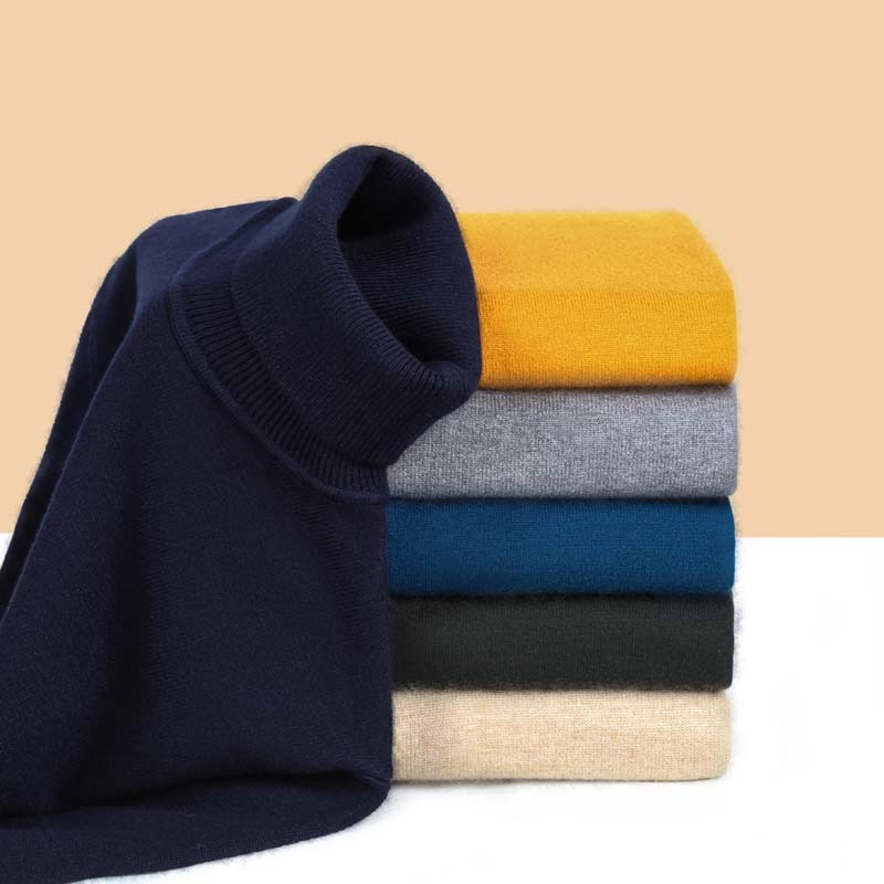 Maglione da uomo di mezza età, casual, lavorato a maglia, a collo alto, doppio risvolto, per il commercio estero transfrontaliero, autunno inverno_voghion.com