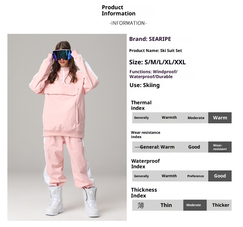 001 SEARIPE Nuova tuta da sci per uomo e donna, pantaloni, impermeabile, antivento, traspirante, calda e da snowboard_voghion.com