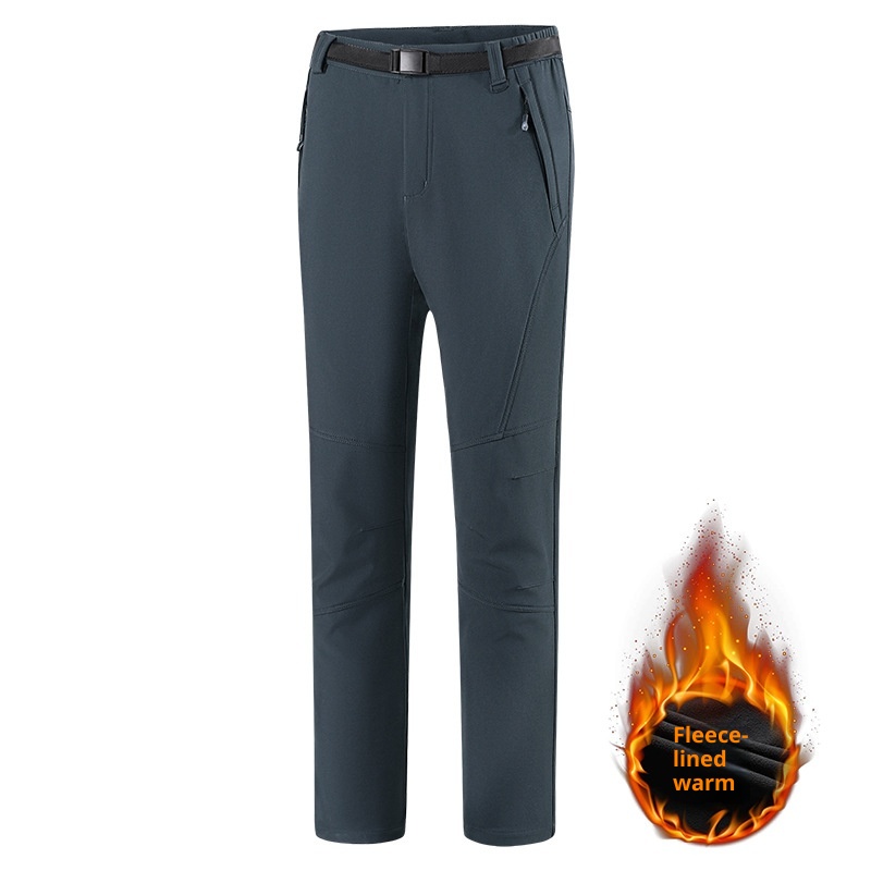 001 Cross-Border Outdoor Soft Shell Winter Skiing Hiking Loose Windproof Waterproof Softshell Pants Thickened Warm_voghion.com