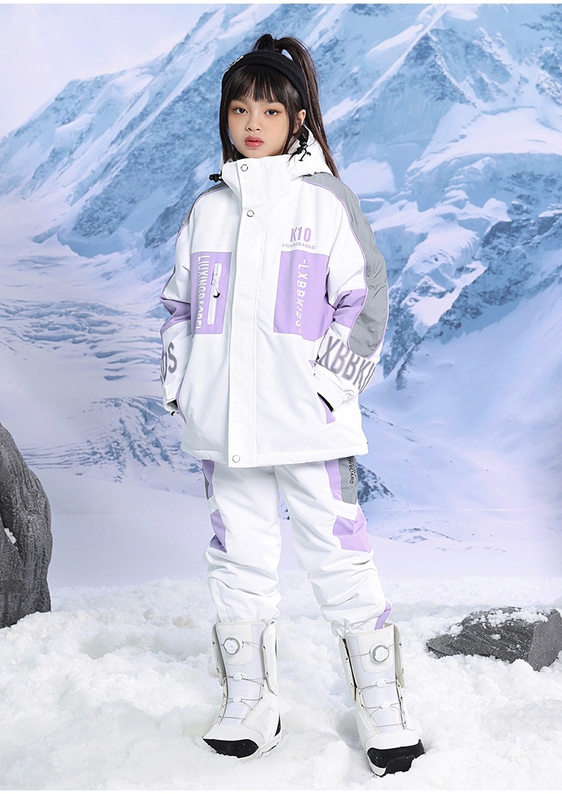 001 Neuer Kinderanzug für Jungen und Mädchen, Winter-Outdoor-Windschutz, wasserabweisend, warm, dicke Skijacke und -hose_voghion.com