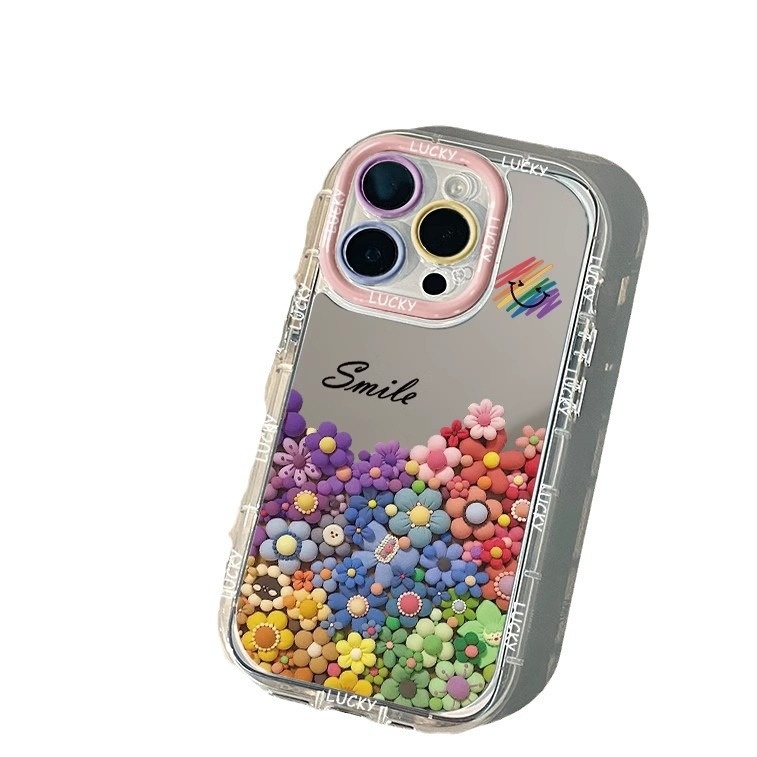 Custodia per telefono compatibile con TechGlobe Rainbow Smiley Face per iPhone 17 Pro Max Mirror 15, copertura completa, antiurto, 14/13/16_voghion.com