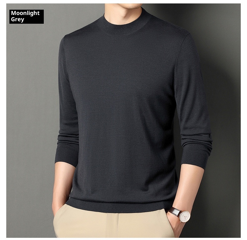 ragazzo Ragazzo Ragazzo Autunno Inverno Fine Spun 100% Lana Maglia Base Layer Calda Camicia Tinta Unita Mezza Dolcevita Vestibilità Slim Semplice Mezza età_voghion.com